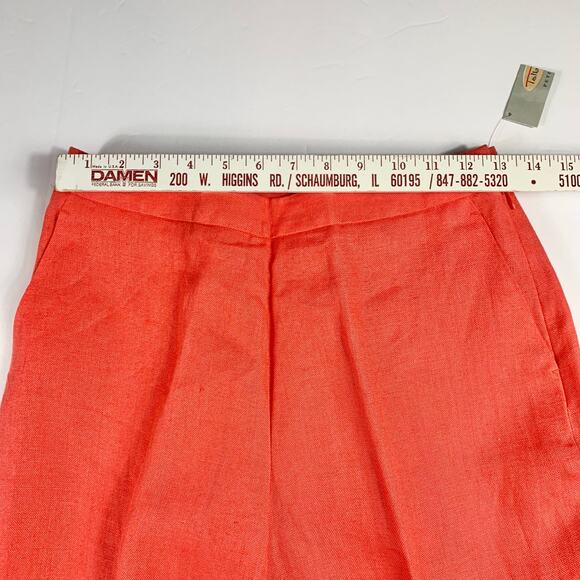 Talbots Pants Womens 6P Coral 100% Irish Linen Lined Side Zip Creased Front Corp - Picture 9 of 15